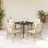 vidaXL 5-tlg. Garten-Essgruppe mit Kissen Beige Poly Rattan