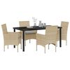 vidaXL Garten Essgruppe mit Kissen 5 pcs Beige Poly-Rattan