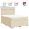 vidaXL Boxspringbett mit Matratze Creme 140x190 cm Stoff