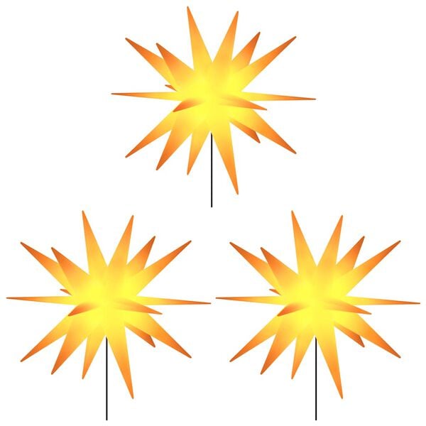 vidaXL LED-Weihnachtssterne 3 Stk. mit Erdspie&szlig;en Faltbar Gelb 35 cm