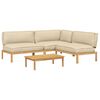 vidaXL Sofa Set mit Kissen Uni 4 pcs Beige Massivholz Akazie