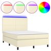 vidaXL Boxspringbett mit Matratze & LED Creme 140x190 cm Kunstleder
