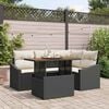 vidaXL Garten-Sofa-Set mit Speicher 5 pcs Schwarz Poly Rattan