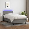 vidaXL Boxspringbett mit Matratze & LED Dunkelgrau 90x190 cm Stoff