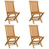 vidaXL Gartenst&uuml;hle mit Hellgr&uuml;nen Kissen 4 Stk. Massivholz Teak