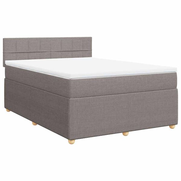 vidaXL Boxspringbett mit Matratze Taupe 160x200 cm Stoff