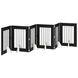 vidaXL Klappbares Hundetor mit St&auml;ndern 6 pcs Schwarze Eiche 362 cm