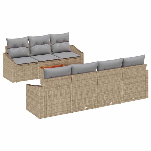 vidaXL Gartensofa-set 8 pcs Beige und Hellgrau Poly-Rattan