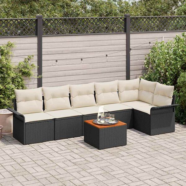 vidaXL Garten-Sofa-Set 7 pcs Schwarz Poly Rattan