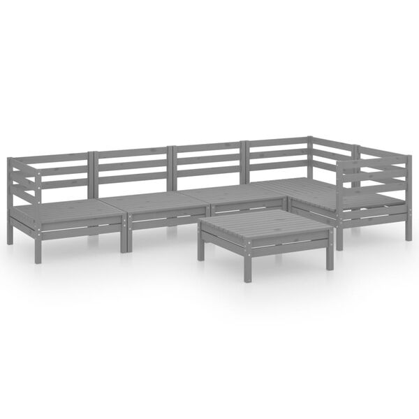 vidaXL 6-tlg. Garten-Lounge-Set Massivholz Kiefer Grau