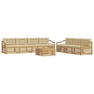 vidaXL Outdoor-Sofagarnitur 8 stk. Wei&szlig; und Beige Polyester