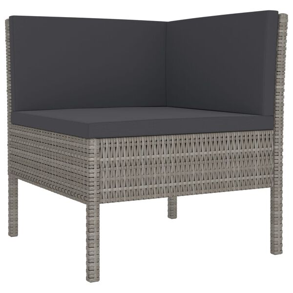 vidaXL 3-tlg. Garten-Lounge-Set mit Auflagen Poly Rattan Grau