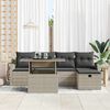 vidaXL Garten-Sofa-Set mit Kissen 6 pcs Hellgrau Poly Rattan