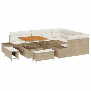 vidaXL Gartensofa-set 12 stk. Beige Poly-Rattan