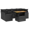 vidaXL 7-tlg. Garten-Sofagarnitur mit Kissen Schwarz Poly Rattan