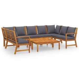 vidaXL 9-tlg. Garten-Lounge-Set mit Auflagen Massivholz Akazie