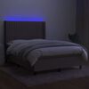 vidaXL Boxspringbett mit Matratze & LED Taupe 140x200 cm Stoff