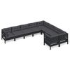 vidaXL 9-tlg. Garten-Lounge-Set mit Kissen Schwarz Kiefernholz