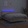 vidaXL Boxspringbett mit Matratze & LED Creme 140x200 cm Kunstleder