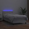 vidaXL Boxspringbett mit Matratze & LED Wei&szlig; 90x200 cm Kunstleder