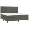 vidaXL Boxspringbett mit Matratze & LED Dunkelgrau 200x200 cm Samt
