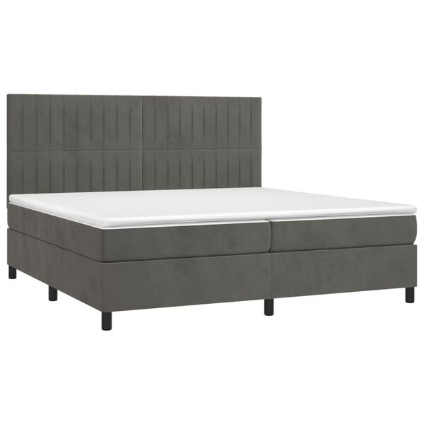 vidaXL Boxspringbett mit Matratze & LED Dunkelgrau 200x200 cm Samt