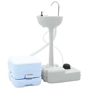 vidaXL Camping Toiletten-Set 2 Stk. Blau und Wei&szlig;