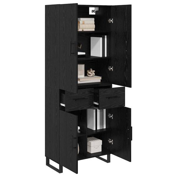 vidaXL Highboard 2 pcs Schwarz Eichen-Optik 69,5 x 34 x 180 cm