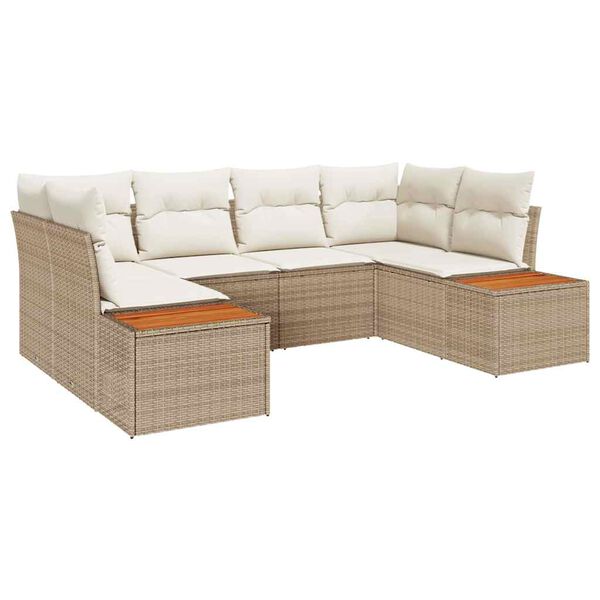 vidaXL Gartensofa-set mit Kissen 6 pcs Beige Poly-Rattan