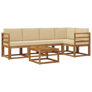 vidaXL Outdoor-Sofagarnitur mit Kissen 6 pcs Natur und Beige