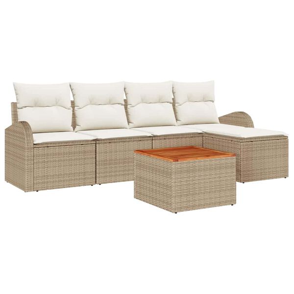 vidaXL Garten-Sofa-Set 6 pcs Beige und Weiß