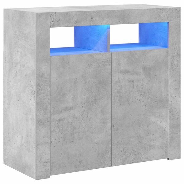 vidaXL Sideboard mit LED-Leuchten Betongrau 80x35x75 cm