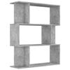 vidaXL Bücherregal/Raumteiler Betongrau 80x24x96 cm Holzwerkstoff