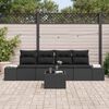 vidaXL Sofa Set mit Kissen mit Kissen 5 pcs Schwarz Poly Rattan