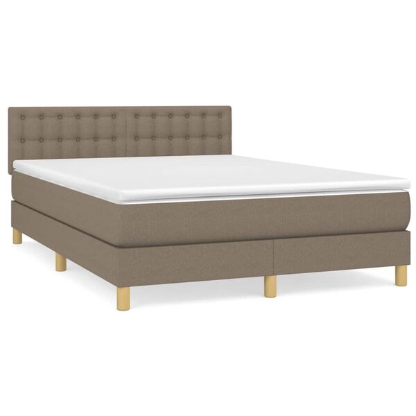 vidaXL Boxspringbett mit Matratze Taupe 140x190 cm Stoff