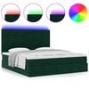 vidaXL Ottoman-Bett mit Matratzen & LEDs Dunkelgr&uuml;n 200x200 cm Samt