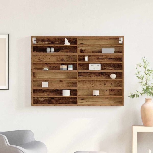 vidaXL Vitrine mit Regal Altholz 100 x 8,5 x 75 cm Holzwerkstoff