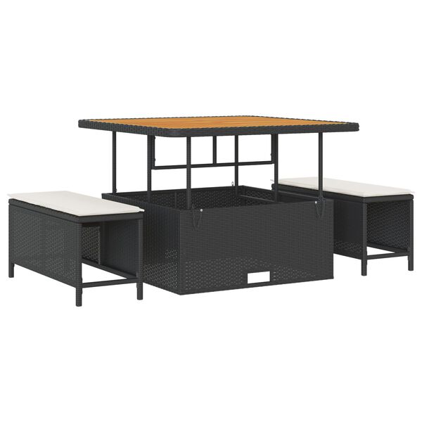 vidaXL Garten-Sofa-Set mit Kissen mit Kissen 13 pcs Schwarz und Creme