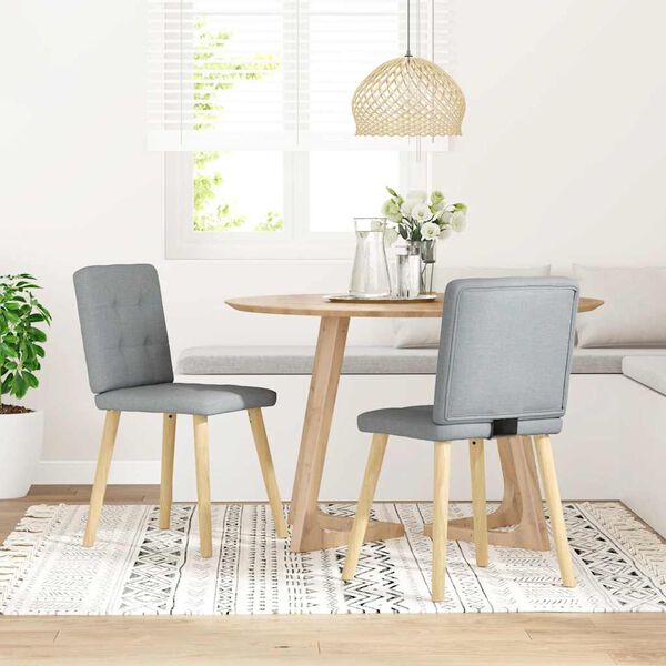 vidaXL Esszimmerst&uuml;hle 2 Stk. Hellgrau Stoff
