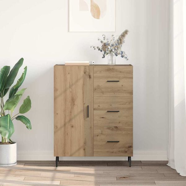 vidaXL Sideboard Artisan-Eiche 69,5 x 34 x 90 cm Verbundholz und Eisen