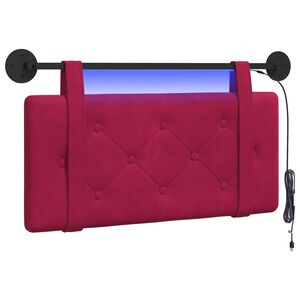 vidaXL H&auml;ngendes Kopfteil Mit LED Licht Weinrot Samt