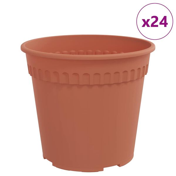 vidaXL Runder Blumentopf 24 pcs Ziegelrot &Oslash; 17 x 14 cm Kunststoff