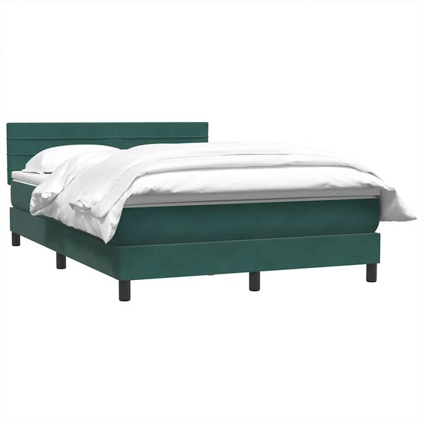 vidaXL Boxspringbett mit Matratze Dunkelgr&uuml;n 160x220 cm Samt