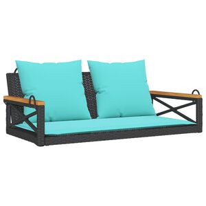 vidaXL H&auml;ngebank mit Kissen Schwarz 109x62x40 cm Poly Rattan