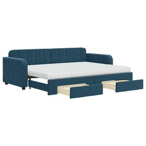 vidaXL Tagesbett Ausziehbar mit Schubladen Blau 80x200 cm Samt