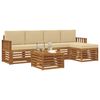 vidaXL Outdoor-Sofagarnitur 6 pcs Natur und Beige Massivholz Akazie