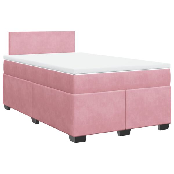 vidaXL Boxspringbett mit Matratze Rosa 120x190 cm Samt