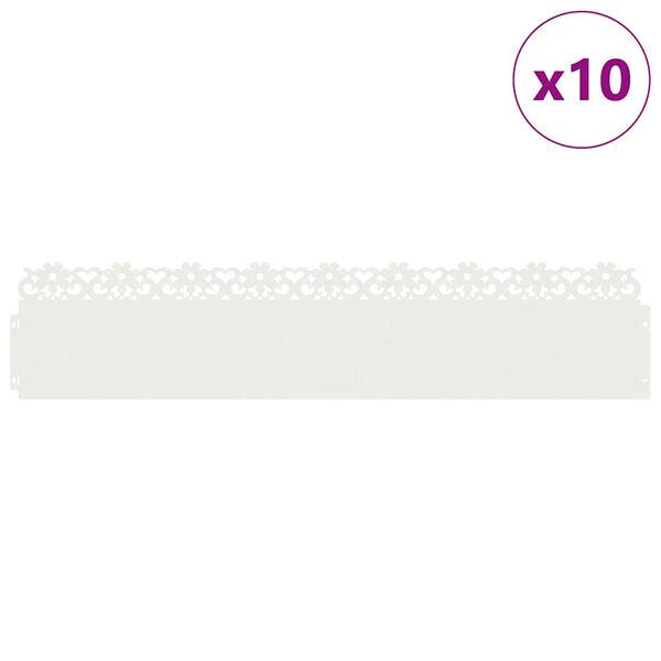 vidaXL Rasenkanten 10 pcs Wei&szlig; 103 x 0,05 x 22 cm Stahl