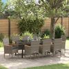 vidaXL Garten Essgruppe mit Kissen 9 pcs Grau Poly-Rattan