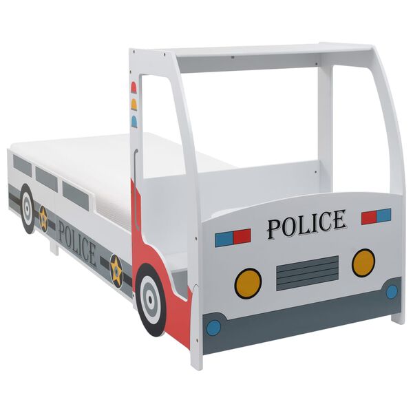 vidaXL Polizeiauto-Kinderbett mit Matratze 90x200 cm 7 Zone H2 H3